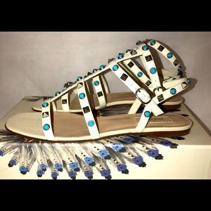 Valentino Rockstud Rolling Cabochon Leather Sandal